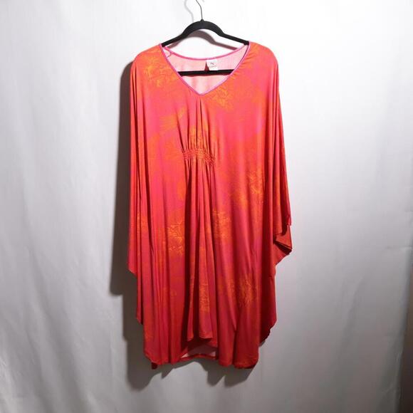 Natori Womens Floral Print Kimono Caftan XL Multicolor Tropical Mumu Lounge Robe - Picture 1 of 8